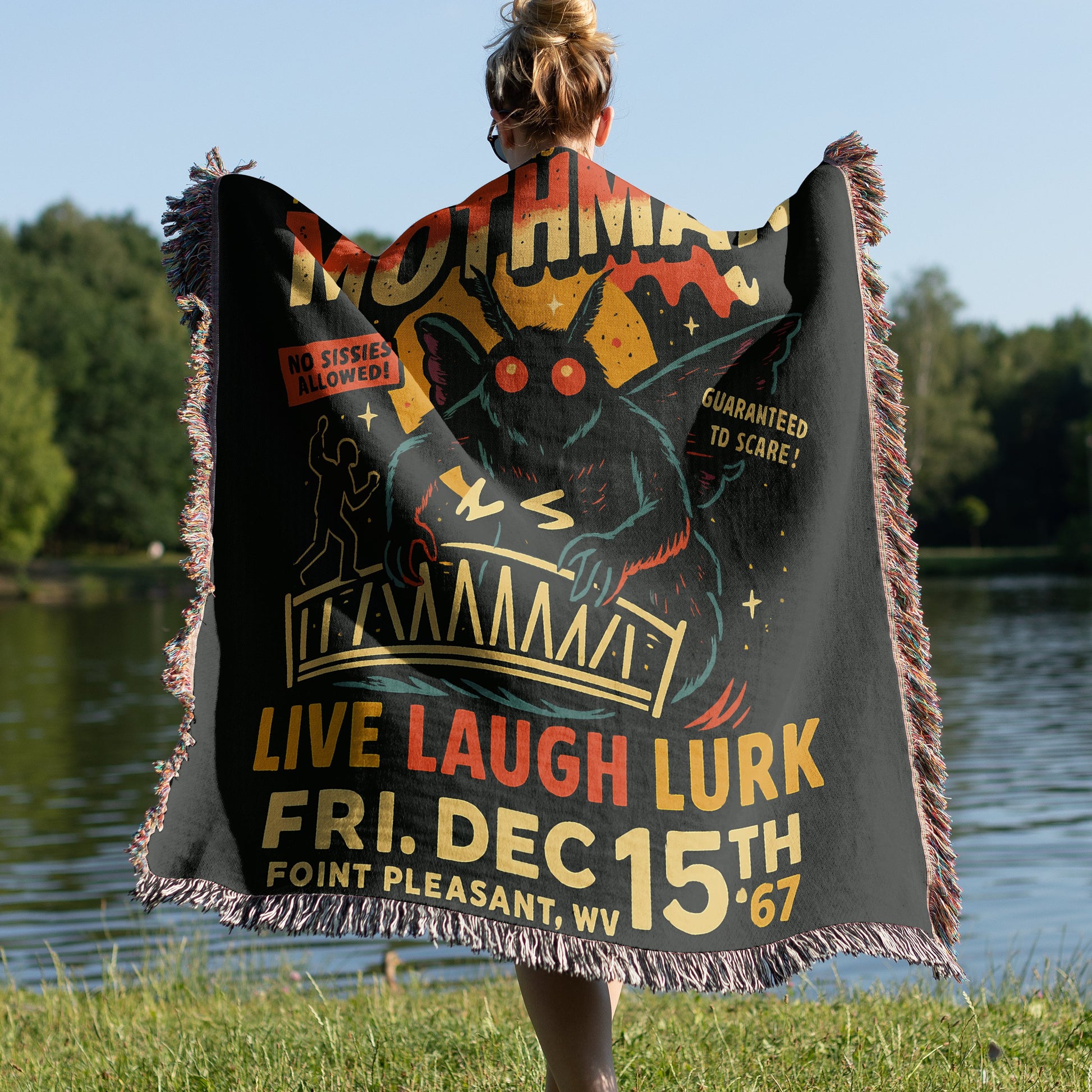Live Laugh Lurk Mothman Throw Blanket product type