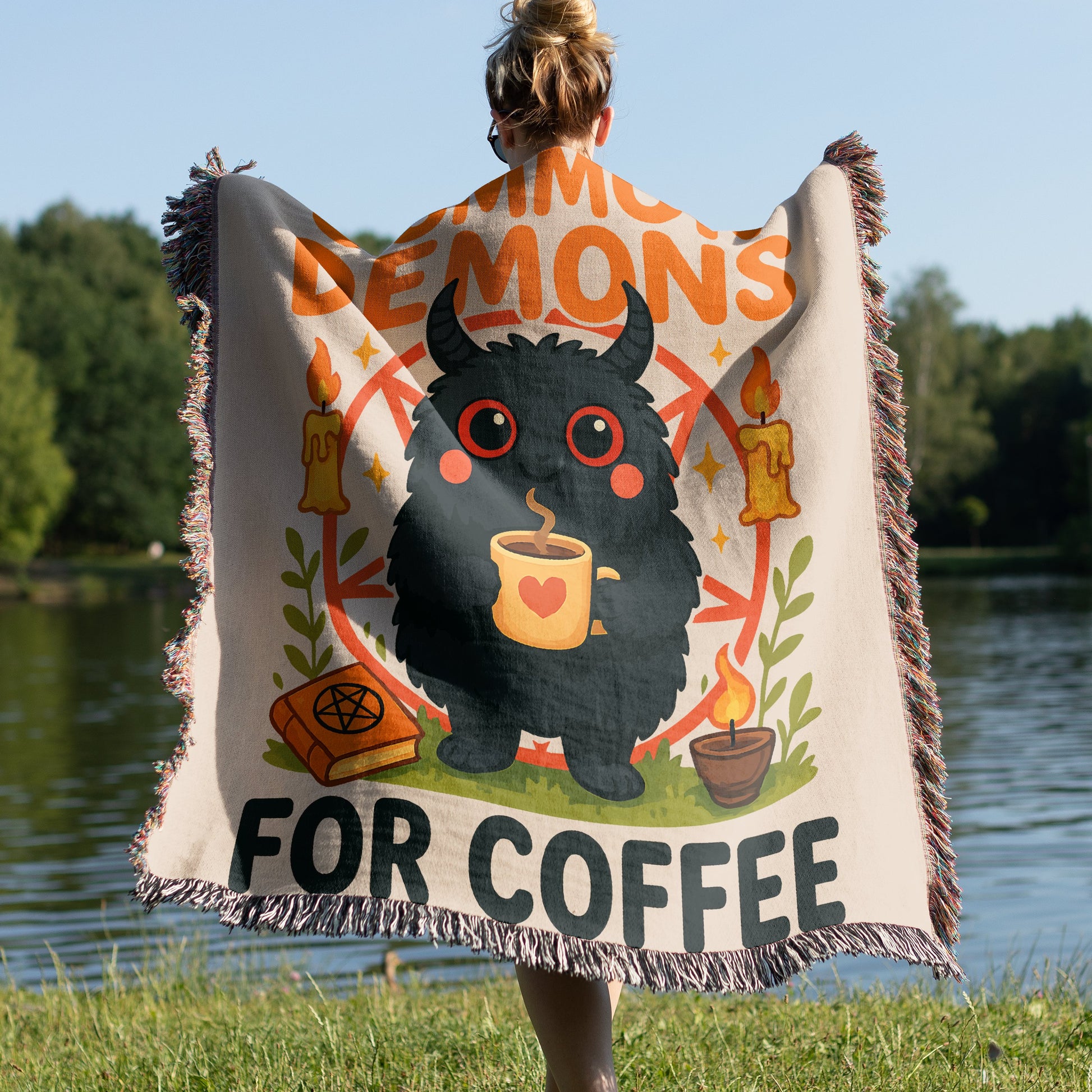 Adorable Coffee Loving Demon Graphic Blanket product