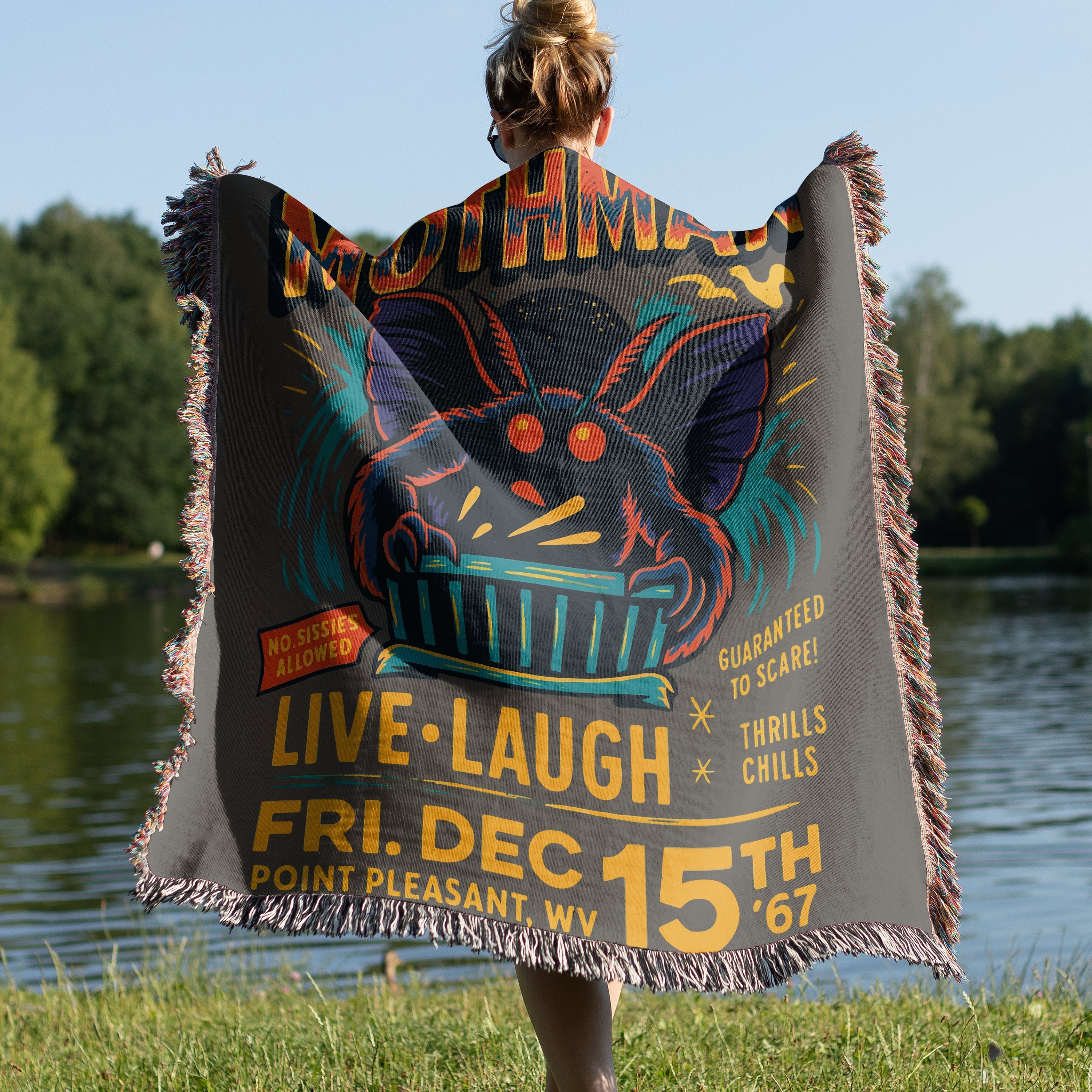 Mothman Live Laugh Illustrated Blanket product type