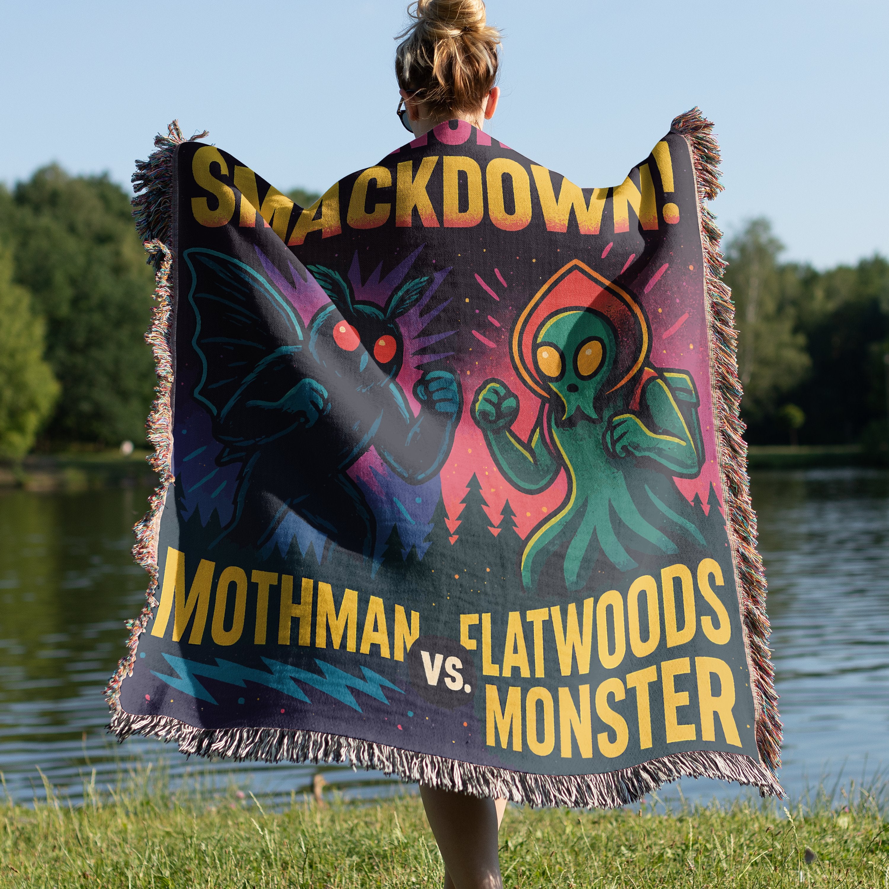 Mothman Vs Flatwoods Monster Throw Blanket product