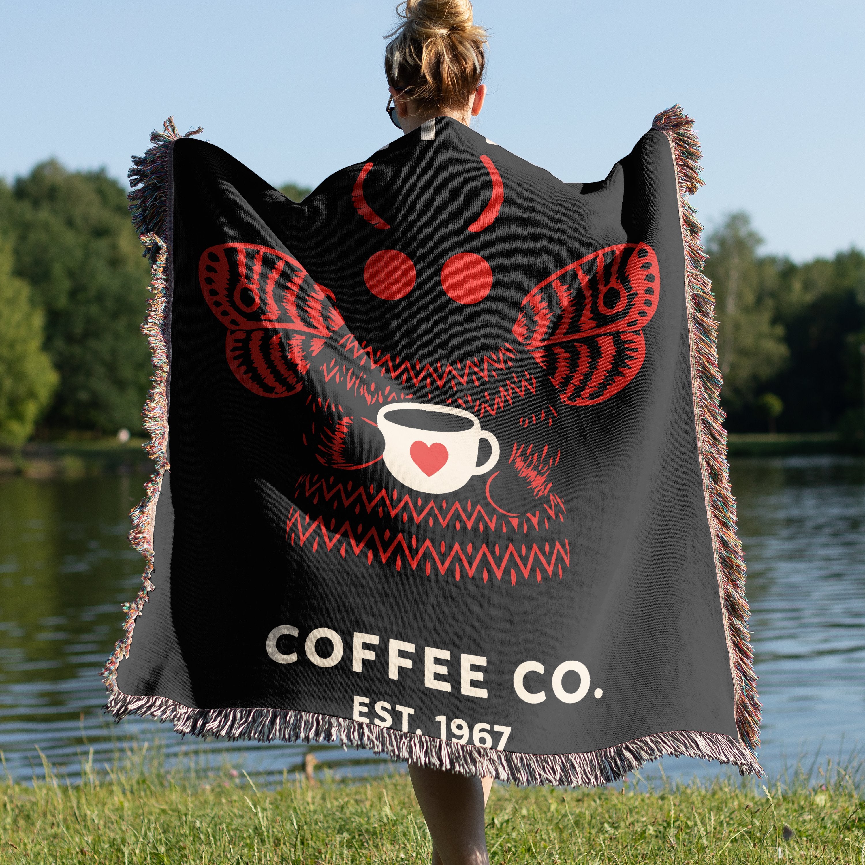 Cozy Coffee Co Blanket with Bold Red Design Throw product type