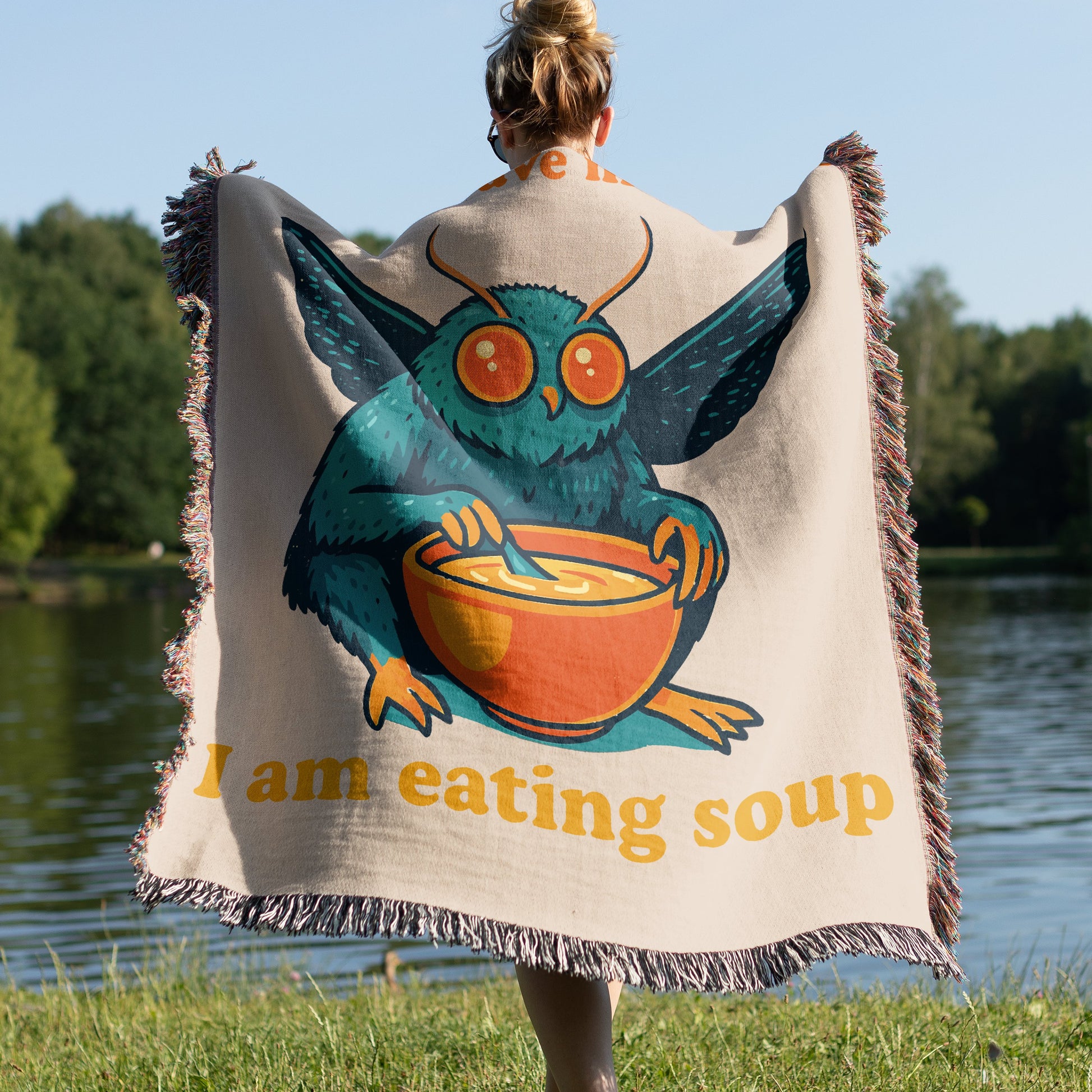 Quirky Eating Soup Moth Art Design Blanket product type