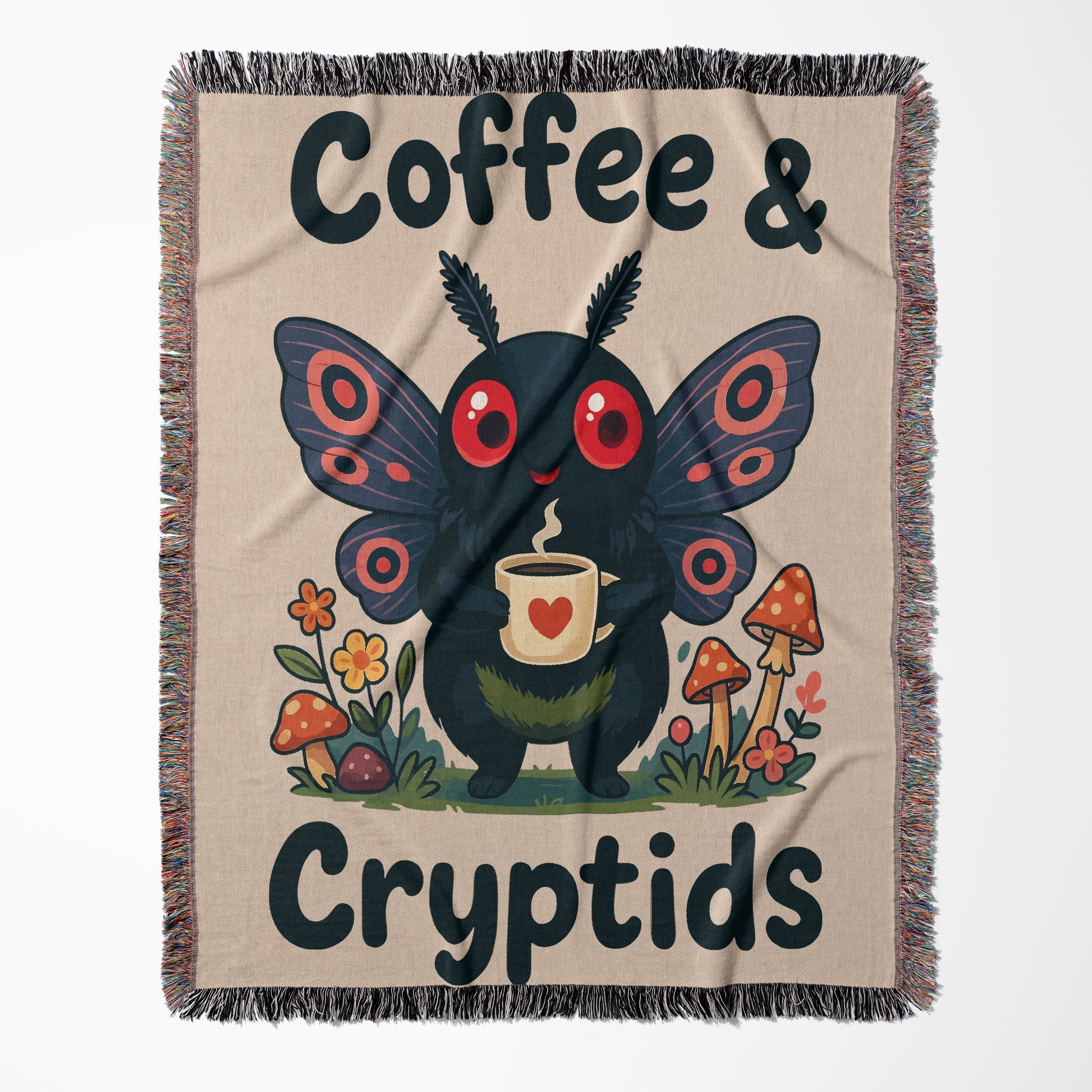 Coffee and Cryptids Cute Butterfly Art Blanket product